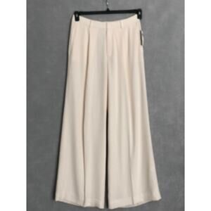 Lauren Women's Wide Leg High Rise Flowy Trouser Pants Off White NWT 8